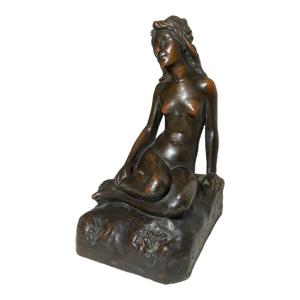 Large Antique KBW Kathodian Bronze Clad Nude Lady Bust Art Statue Sculpture