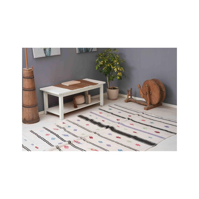 Vintage Embroidered Hemp Kilim Rug - 5`8" X 9`10" For Sale - Image 4 of 6