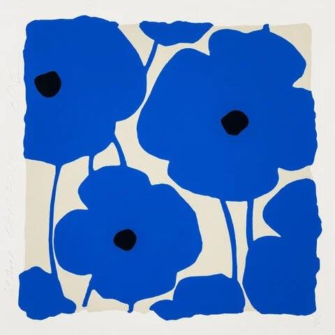 Donald Sultan Blue Poppies Contemporary Art Print For Sale
