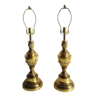Traditional Brass Pineapple Vintage Touch Operated Table Lamps - a Pair For Sale