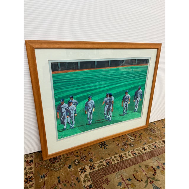 Design Plus Gallery presents an Unknown Artist Signed Watercolor of the Los Angeles MLB Team, the Dodgers. The field of...