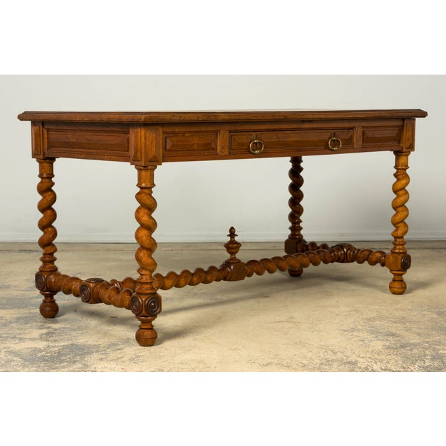 Late 19th Century French Louis XIII Oak Writing Desk With Barley Twist Legs For Sale - Image 10 of 18