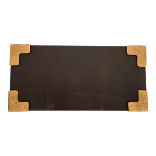 Tiffany Studios New York Zodiac Bronze Doré Blotter Corners With Leather Desk Blotter For Sale