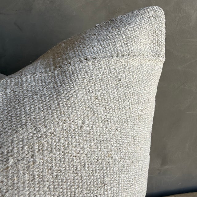 Mid-Century Modern Vintage Rug Pillow Cover With Original Seams For Sale - Image 3 of 7