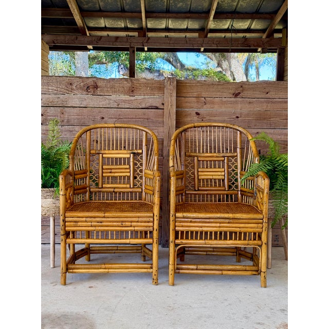 Mid-20th Century Restored Brighton Pavilion–Style Rattan Cane Chairs-Pair For Sale - Image 12 of 12
