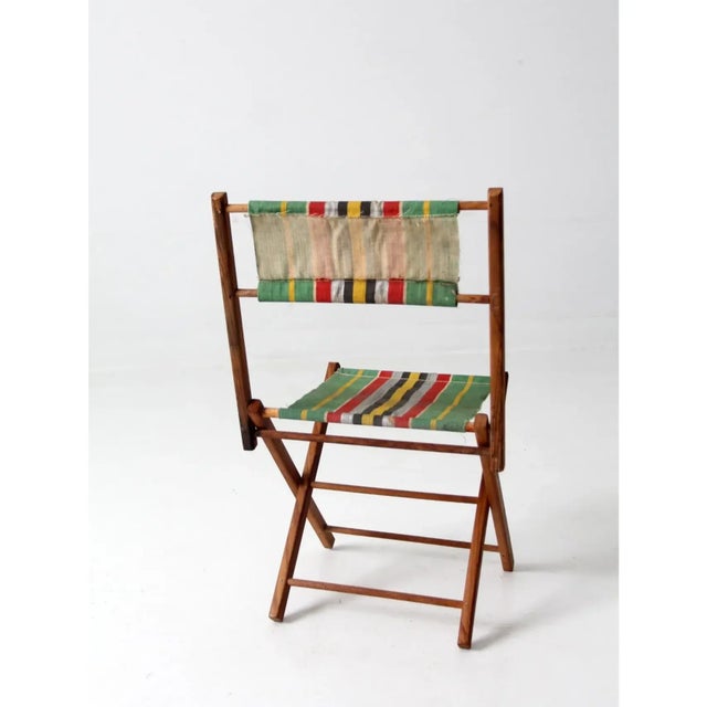 Vintage Kid's Stripe Canvas Folding Chair For Sale - Image 9 of 11