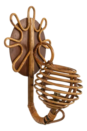 Mid-Century Rattan & Bamboo Sconce Lantern in the style of Louis Sognot, Italy, 1960s