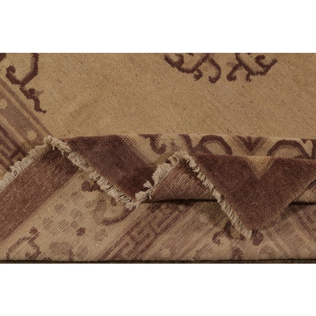 Textile Antique Peking Rug Beige Brown Medallion Chinese Art Deco Design For Sale - Image 7 of 7
