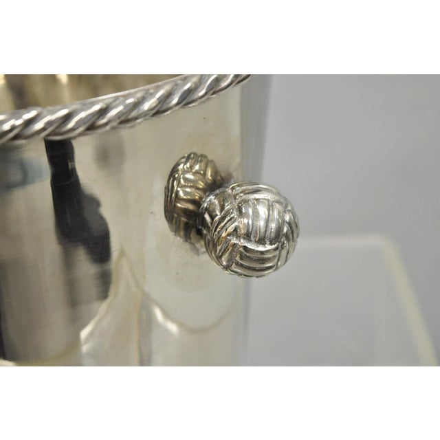 Mid 20th Century Mid 20th Century Hollywood Regency Silver Plated Champagne Chiller Ice Bucket With Knot Handles For Sale - Image 5 of 12
