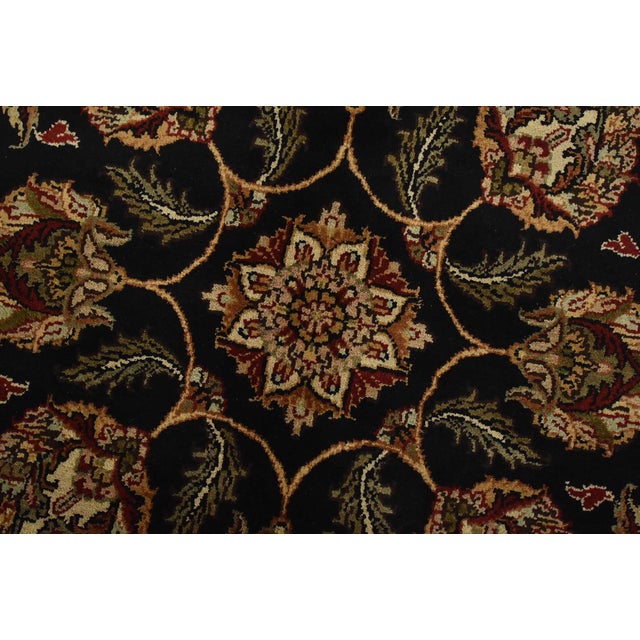 Black Agra Rug 9’2” X 12’1” Black Wool Traditional Hand-Knotted Oriental Carpet For Sale - Image 8 of 14