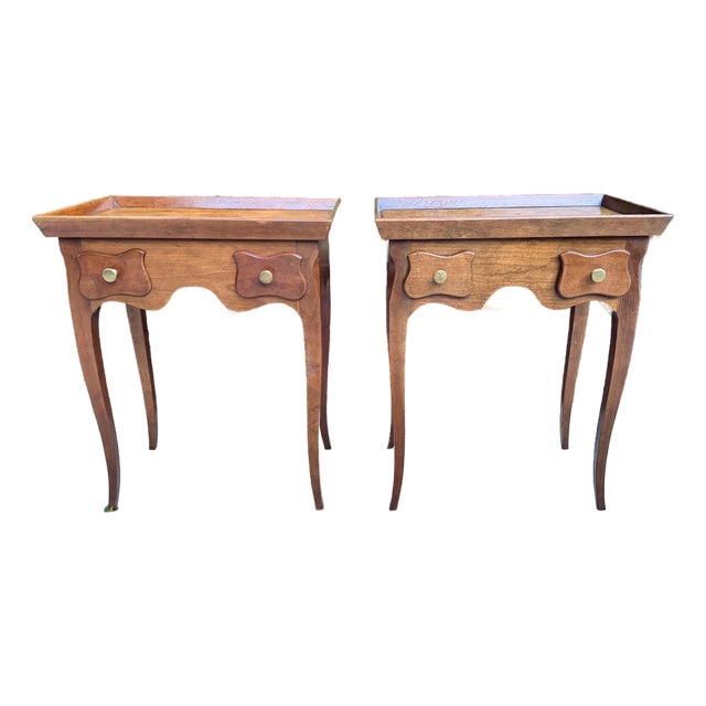 Vintage Baker Furniture French Provincial Louis XV Style Nightstands, Side Tables For Sale
