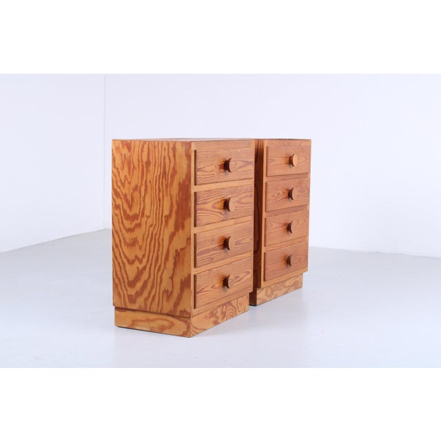 Beige Vintage Pinewood Chest of Drawers, 1970s, Set of 2 For Sale - Image 8 of 13