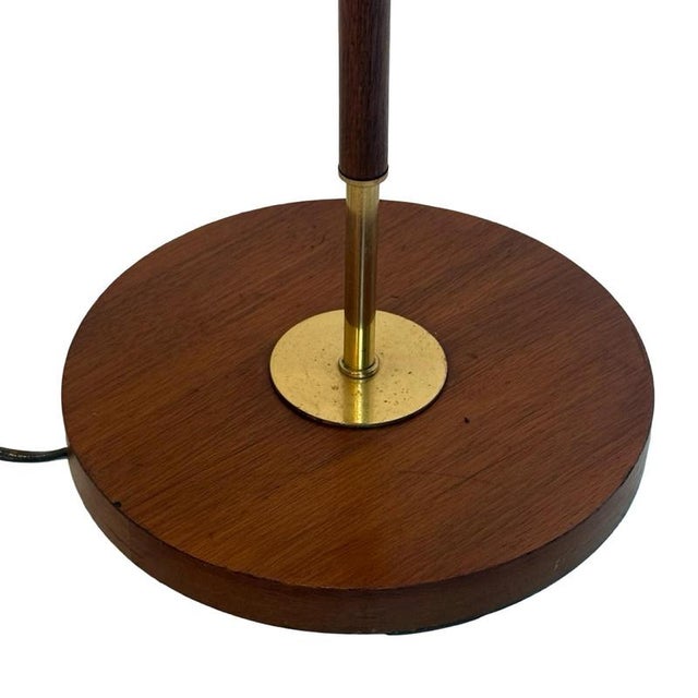 Mid 20th Century Vintage Space Age Floor Lamp in Brass with Teak Wooden Base from Temde Leuchten, 1960s For Sale - Image 5 of 9