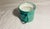 Traditional Vintage Large Enamelware Pitcher Aqua With White Interior Double Gold Stripes For Sale - Image 3 of 7