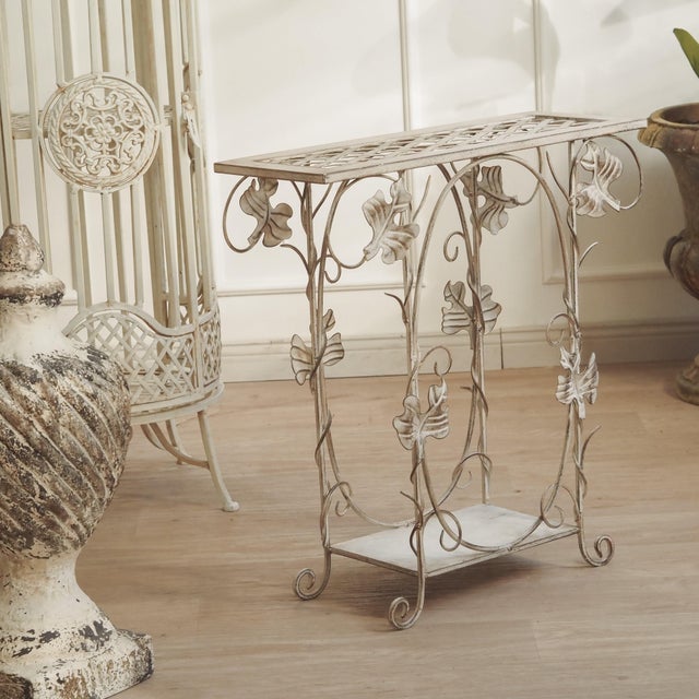 Metal Side Table with Wire Shelf For Sale - Image 3 of 16