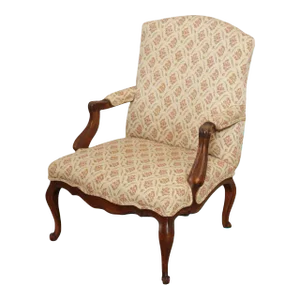 Antique French Louis XV Style Carved Walnut Fauteuil Armchair