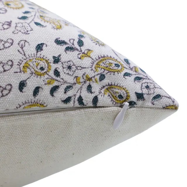 Art Deco Fabdivine Decorative Block Print Cushion Cover 16x16 Inch Duck Canvas-Kerijaal Border For Sale - Image 3 of 4