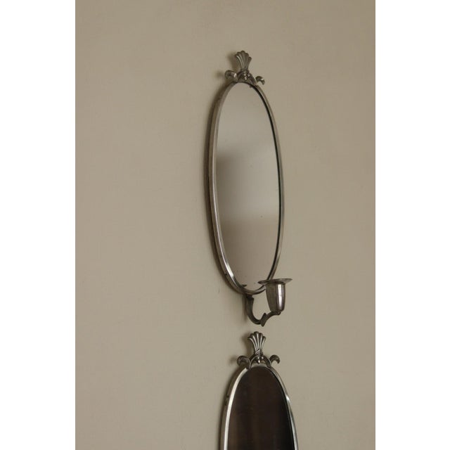 Mid-Century Swedish Pewter Sconces with Mirrors, Set of 2 For Sale - Image 5 of 15