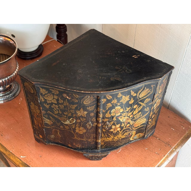 19th Century 19th Century Painted Small Corner Cabinet With Floral and Bird Decoration For Sale - Image 5 of 7