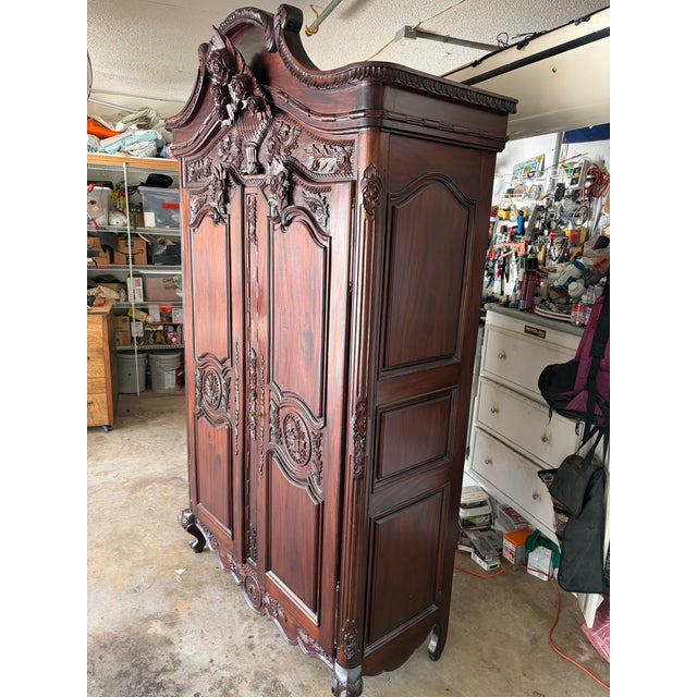 Baroque Vintage Mahogany Armoire / Wardrobe For Sale - Image 3 of 8