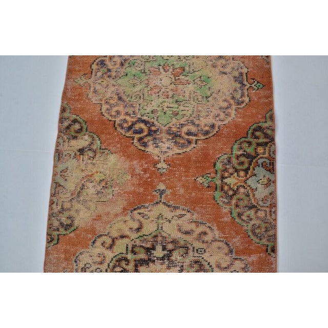 1950s Ornate Turkish Rug, Minimalist Runner for Hallway or Entryway For Sale - Image 9 of 10
