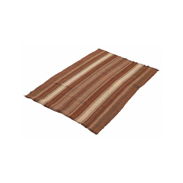 Mid-Century Modern Small Vintage Brown Kilim Rug - 2`9″ X 3`11″ Ft For Sale - Image 3 of 6