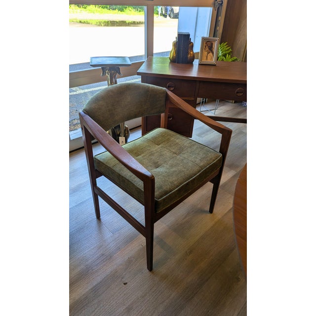 1960s Dunbar Attributed Model 1170 Walnut "Quinn" Arm Chairs For Sale In Rochester - Image 6 of 7