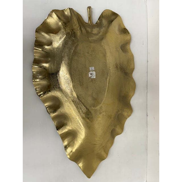 Z Gallerie Gold-Tone Metal Leaf Tray For Sale - Image 11 of 11