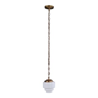 Vintage Art Deco Scalloped Enclosed Pendant Light For Sale