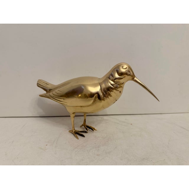 1970s Vintage Hollywood Regency Brass Sandpiper Bird Sculpture For Sale - Image 5 of 10