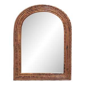 Pencil Reed Bamboo Rattan Wall Mirror Mid Century Modern Tortoise Shell
