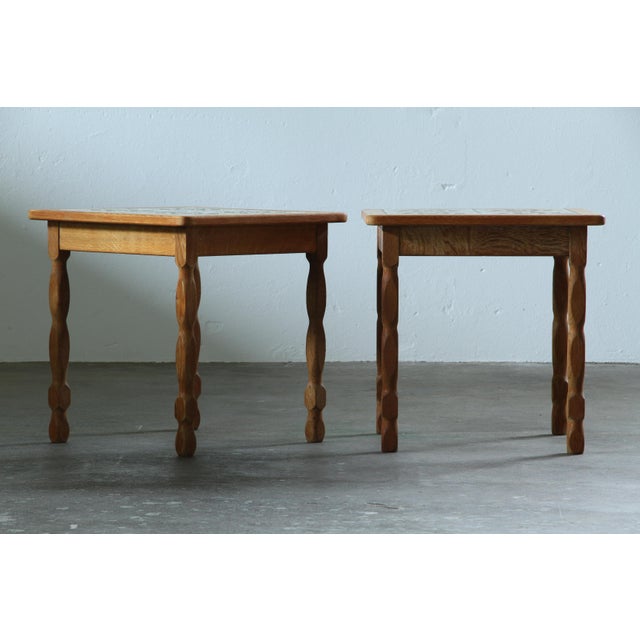Vintage Brutalist Danish Oak Nightstands with Ceramic Tile Tops, 1970s, Set of 2 For Sale - Image 9 of 13