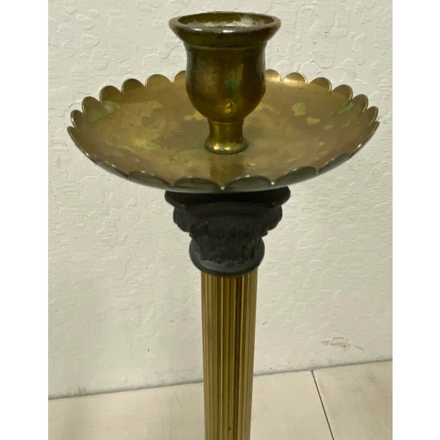 Early 20th Century Italian Plate Brass Spelter & Marble Base Candle Holders For Sale In San Francisco - Image 6 of 8