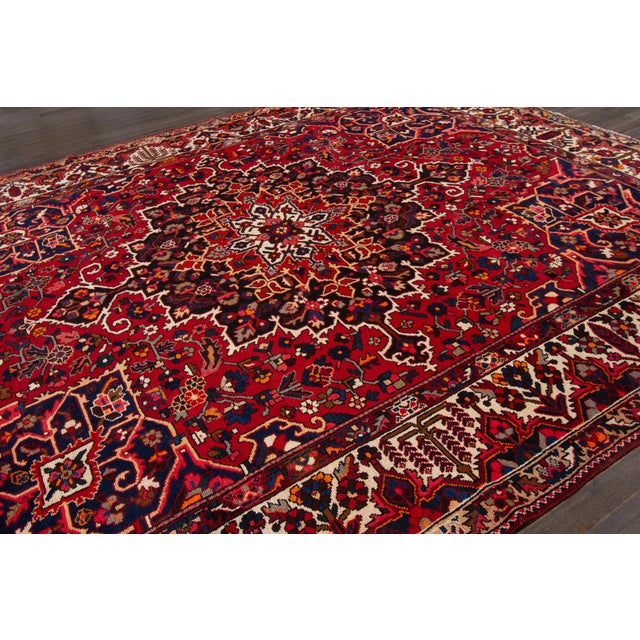 1950s Red Bakhtiari Handmade Wool Rug Featuring an All-Over Design For Sale In New York - Image 6 of 6