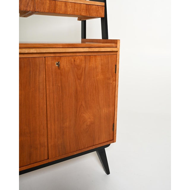 Scandinavian Teak Bookcase with Pull-Out Desk, 1960s For Sale - Image 9 of 11