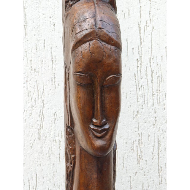 Modern After Amedeo Modigliani, Tête de Femme, Bronze Sculpture For Sale - Image 3 of 10