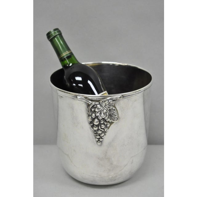 Vintage Mid Century Modern Silver Plated Grapevine Cluster Champagne Chiller Ice Bucket. Circa Mid 20th Century....