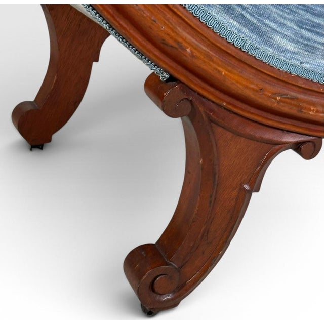 Antique Victorian Mahogany Swan Back Velvet Chaise Longue For Sale - Image 15 of 18
