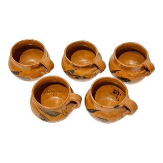 Vintage Mexican Artesania Jarritos Clay Mugs Pots Planters - Set of 5 For Sale