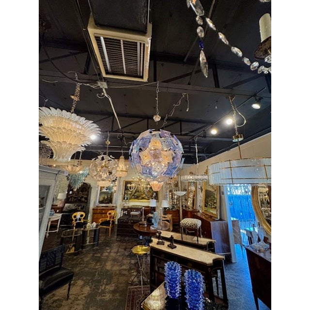 Fantastic modern custom multicolored Murano Sputnik chandelier. In the colors of blue, turquoise and white. Very...