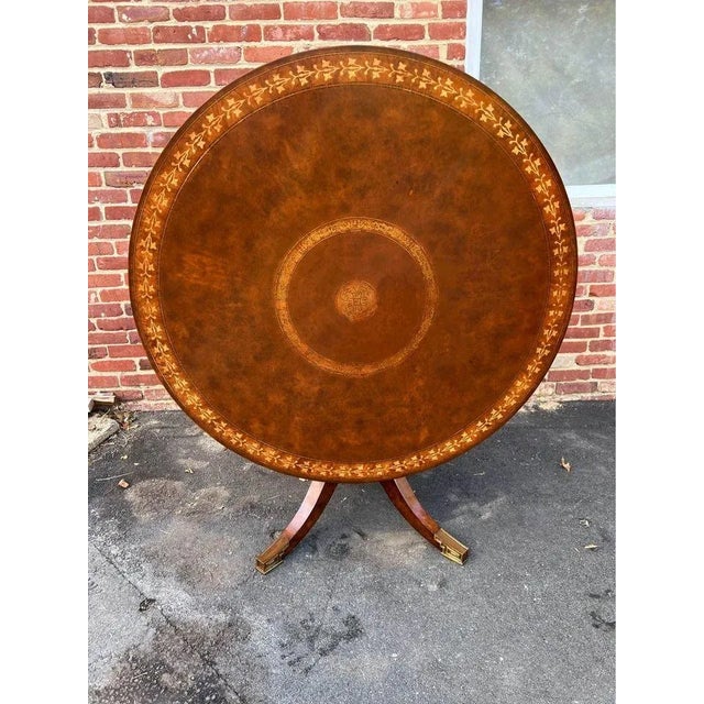 Late 20th Century Late 20th Century Vintage George III Style Brass Marquetry Burlwood Breakfast Table For Sale - Image 5 of 10