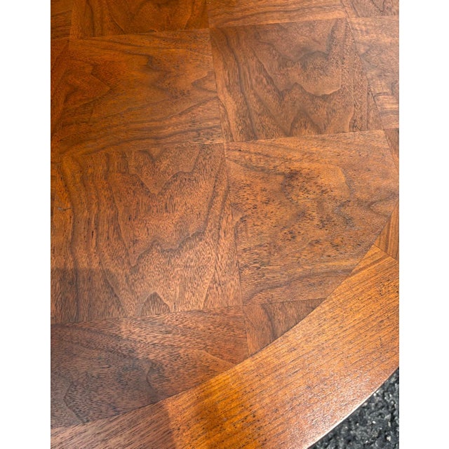Mid 20th Century Refinished Mid Century Round Parquetry Coffee Table For Sale - Image 5 of 8