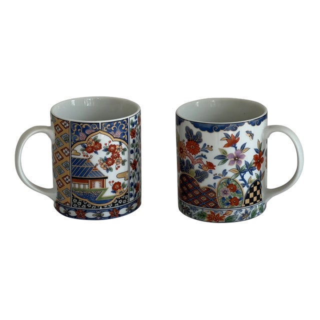 Takahashi Chinoiserie Mugs~ a Pair For Sale