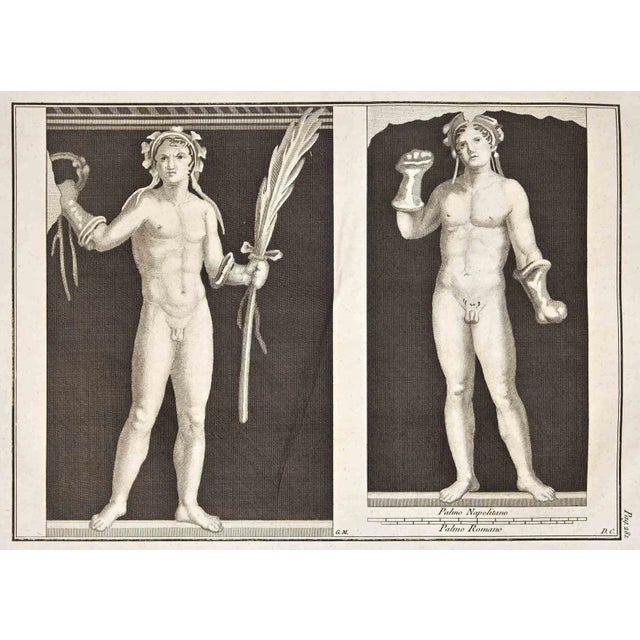 Giovanni Morghen, Ancient Roman Fresco Herculaneum, Original Etching, 18th Century For Sale