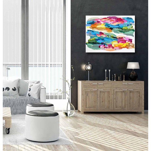 Paint This Is Up - Impasto Thick Paint Colorful Abstract Painting Original Artwork by Shiri Phillips For Sale - Image 7 of 9