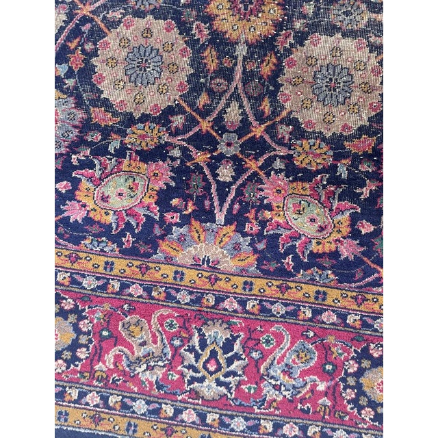 Vintage Turkish Tabriz Design Magenta Rug 9.3 x 12.2 For Sale - Image 11 of 14