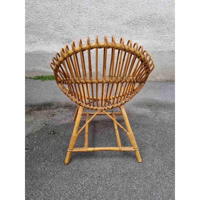 Brown Mid-Century Modern Shell-Shaped Chair in Rattan by Franco Albini, 1960s For Sale - Image 8 of 13