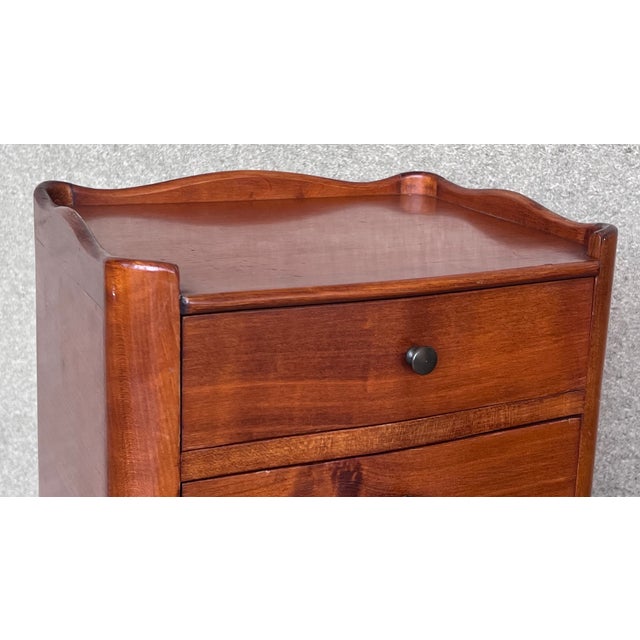 Pair of French Walnut Narrow Bedside Tables With Three Drawers For Sale - Image 6 of 10