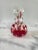 Beautiful red splash blown glass perfume bottle by Bill Knight, glass artists from Blenko. It features vibrant red...