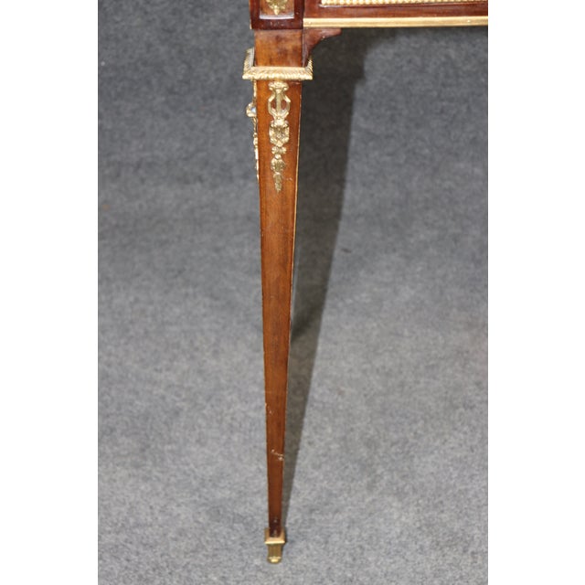 Bronze 19th Century French Louis XVI Style Marble Top Writing Table With Bronze Mounts For Sale - Image 8 of 10